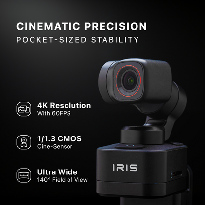 IZI IRIS Detachable Pocket Gimbal Camera, 512GB Storage, 160mins Battery, AI Tracking