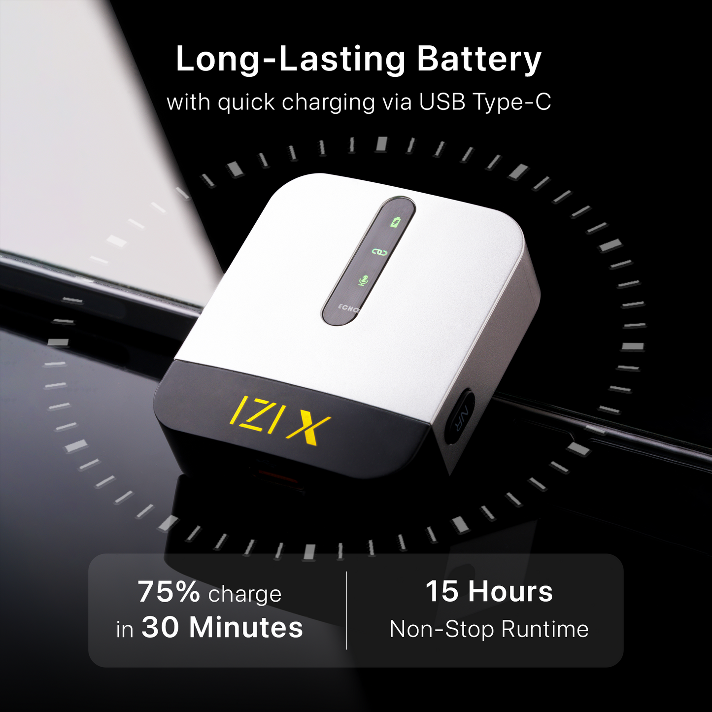 IZI X Wireless Microphone - 360° Omnidirectional, 120M Range, 15Hr life