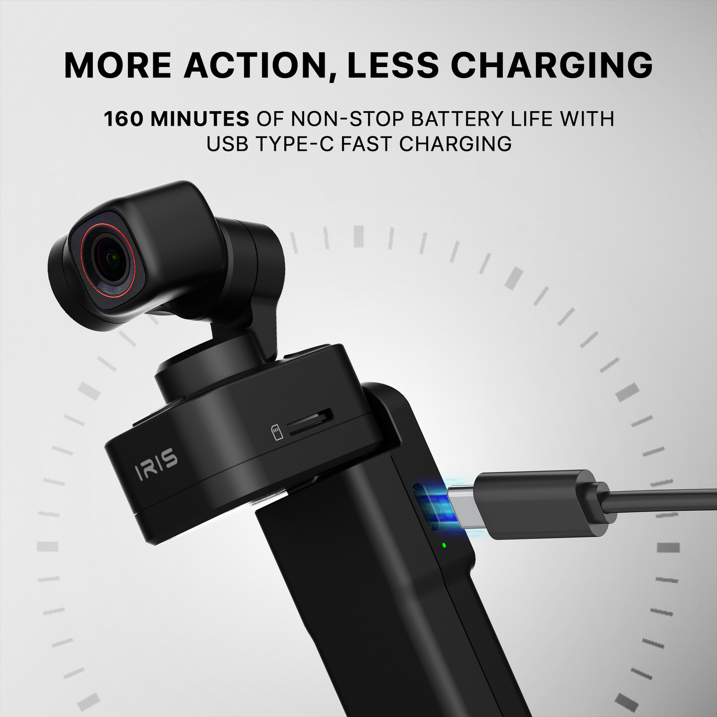 IZI IRIS Detachable Pocket Gimbal Camera, 512GB Storage, 160mins Battery, AI Tracking